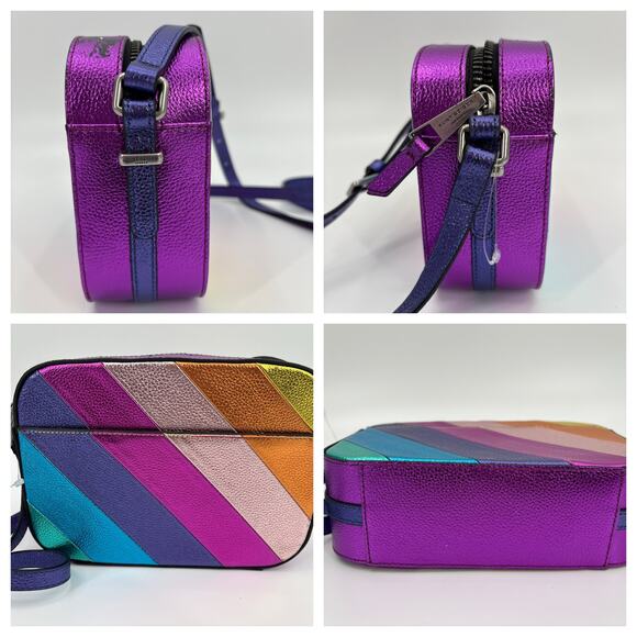 B37 Kurt Geiger Kensington Rainbow Crossbody Shoulder Camera Bag Pebble Leather - Picture 2 of 12